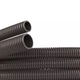 Труба гофрированная DKC PA602935F0 полиамид 6, DN29мм, ПВ-0, Dвн 28,3 мм, Dнар 34,5 мм, цвет тёмно-серый, без протяжки "ПА" (уп.25м.)