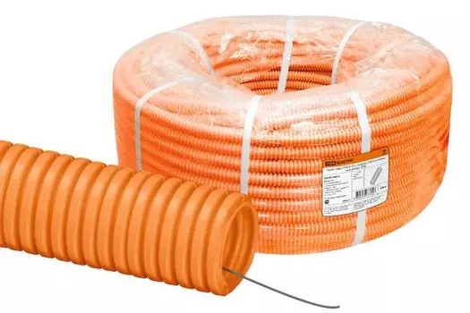 Труба гофрированная TDM SQ0413-0012 ПНД d 20 с зондом легкая оранжевая (бухта 100м)