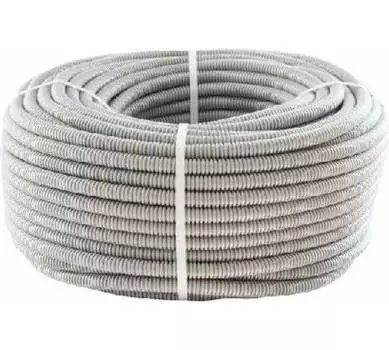 Труба гофрированная тяжёлая Ecoplast 21120HF-GR ПНД, с зондом, без галогена, цвет серый, диам. 20мм (100м)