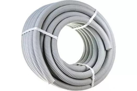 Труба гофрированная тяжёлая Ecoplast 61140 ПП, с зондом, цвет серый, диам. 40мм (20м)