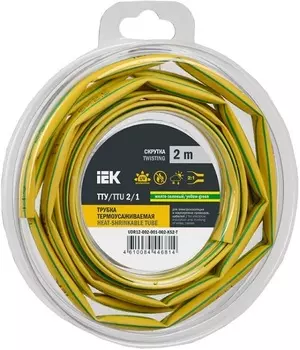 Трубка термоусадочная IEK UDR12-002-001-002-K52-T ТТУ нг-LS 2/1 жел-зел. (2м/упак)