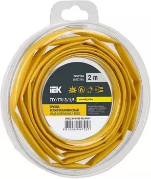 Трубка термоусадочная IEK UDR12-003-D15-002-K52-T ТТУ нг-LS 3/1,5 жел-зел. (2м/упак)