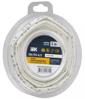 Трубка термоусадочная IEK UDR12-004-002-002-K01-T ТТУ нг-LS 4/2 белая (2м/упак)