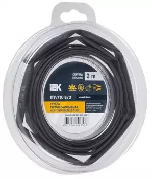 Трубка термоусадочная IEK UDR12-006-003-002-K02-T ТТУ нг-LS 6/3 черная (2м/упак)