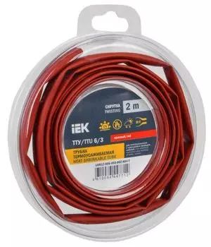Трубка термоусадочная IEK UDR12-006-003-002-K04-T ТТУ нг-LS 6/3 красная (2м/упак)