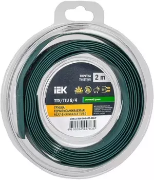 Трубка термоусадочная IEK UDR12-008-004-002-K06-T ТТУ нг-LS 8/4 зеленая (2м/упак)