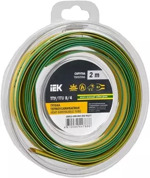 Трубка термоусадочная IEK UDR12-008-004-002-K52-T ТТУ нг-LS 8/4 жел-зел. (2м/упак)