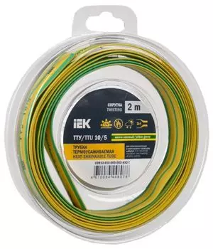 Трубка термоусадочная IEK UDR12-010-005-002-K52-T ТТУ нг-LS 10/5 жел-зел. (2м/упак)