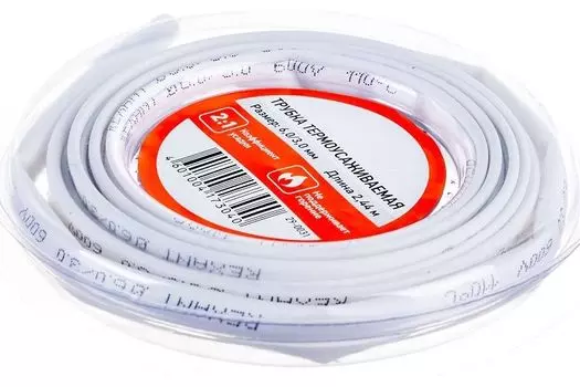 Трубка термоусадочная Rexant 29-0031 ТУТ нг 6,0/3,0мм, белая, ролик 2,44м