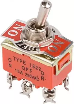 Тумблер Rexant 06-0328-B 250V 15А (6c) ON-OFF-ON двухполюсный (KN-203)