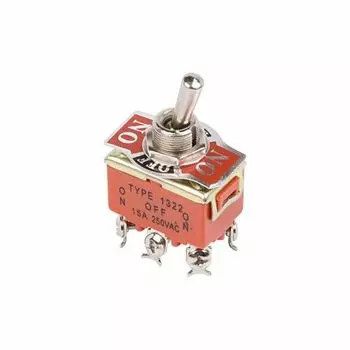 Тумблер Rexant 36-4132 250V 15А (6c) ON-OFF-ON двухполюсный (KN-203)