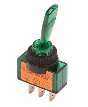 Тумблер Rexant 36-4373 12V 20А (3c) ON-OFF однополюсный с зеленой подсветкой (ASW-13D)