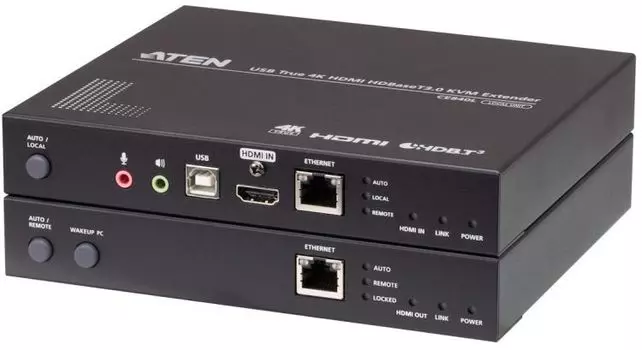 Удлинитель Aten CE840-AT-G extender, KVM USB, HDMI+KBD&MOUSE USB+AUDIO+RS232+ETHERNET, 100 метр., 1xUTP Cat6 HDBaseT certified, HDMI+2xMINIJACK+DB9+US