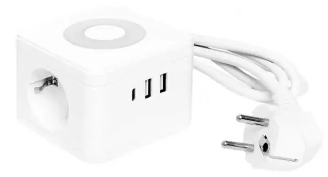 Удлинитель EKF UBA-CUB-2-TC "Куб" 2 гнезда 2USB 2,4А+Type C + Ночник 1,3 метра 1мм2