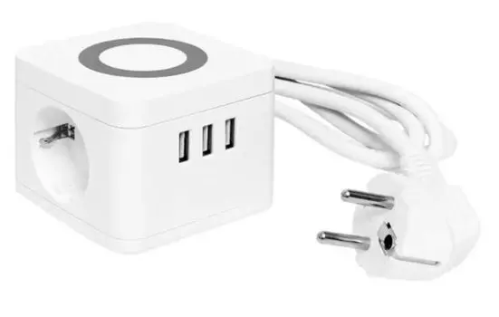 Удлинитель EKF UBA-CUB-3-WC "Куб" 2 гнезда 3USB 2,4А+зарядное устройство 1,3 метра 1мм2