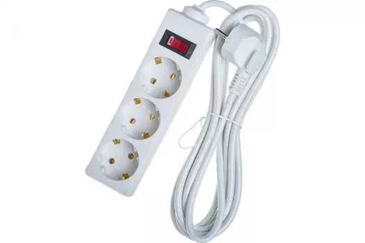 Удлинитель Exegate EC-3-3W EX279354RUS (3 евророзетки с заземлением, 3м, защита от перегрузки, выключатель с подсветкой, белый)