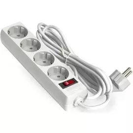 Удлинитель Exegate EC-4-5W EX279401RUS 4 евророзетки с заземлением, 5м, защита от перегрузки, выключатель с подсветкой, белый