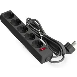Удлинитель Exegate EC-5-3B EX279357RUS 5 евророзетки с заземлением, 3м, защита от перегрузки, выключатель с подсветкой, черный