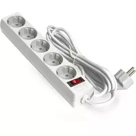 Удлинитель Exegate EC-5-3W EX279360RUS 5 евророзетки с заземлением, 3м, защита от перегрузки, выключатель с подсветкой, белый