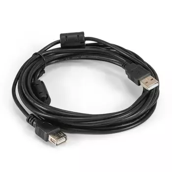 Удлинитель Exegate EX-CCF-USB2-AMAF-4.5F EX294764RUS USB 2.0 (Am/Af, позолоченные контакты, ферритовые кольца, 4,5м)