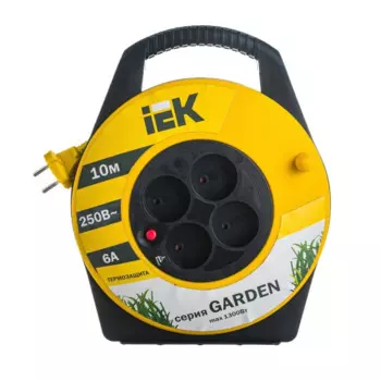 Удлинитель IEK WKP23-06-04-10 на катушке 4х10м без заземл. 6А IP20 Garden УК10 2х0.75 термозащита