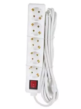 Удлинитель IEK WYP10-16-05-05-ZK-N 5х5м с заземл. 16А IP20 У05К 2P+PE 250В 3х1 с выкл.