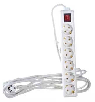 Удлинитель IEK WYP10-16-06-05-ZK-N 6х5м с заземл. 16А IP20 У06К 2P+PE 250В 3х1 с выкл.