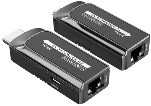 Удлинитель LENKENG LKV600H Type-C, 4K, CAT6, до 60 метров, HDMI