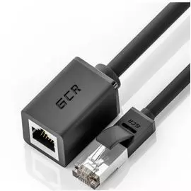 Удлинитель патч-корда GCR GCR-51571 прямой 0.15m, FTP медь, кат.6, черный, никелированный коннектор, 24 AWG, Premium ethernet high speed 10 Гбит/с, RJ