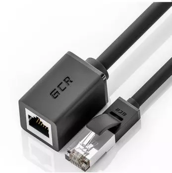 Удлинитель патч-корда GCR GCR-52603 прямой 2.0m, FTP медь, кат.6, никелированный коннектор, 24 AWG, Premium ethernet high speed 10 Гбит/с, RJ45, T, чё