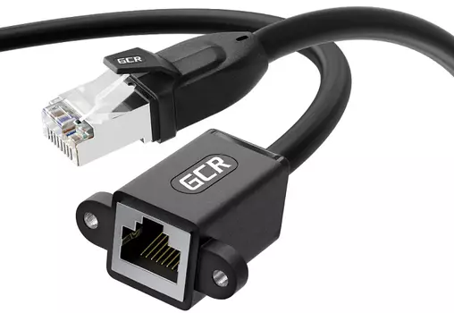 Удлинитель патч-корда GCR GCR-53719 PROF прямой 5.0m, FTP медь, кат.6, 24 AWG, крепление под винт, никелированный коннектор, T568B, чёрный