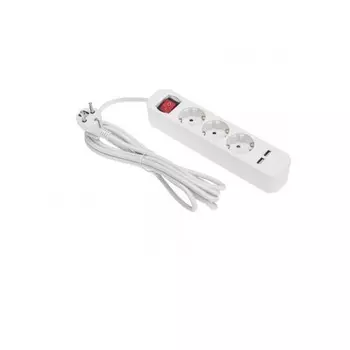 Удлинитель Rexant 13-4016 STANDARD 3 гнезда, 3м, 3х1,0мм2, с/з, с выключателем, 2 USB, белый