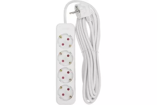 Удлинитель Rexant 13-4027 STANDARD 4 гнезда, 5м, 3х1,0мм2, с/з, белый