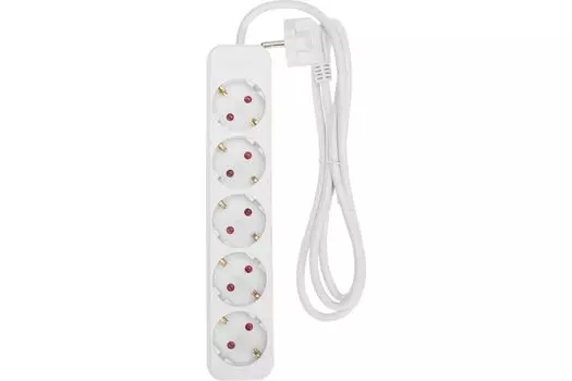 Удлинитель Rexant 13-4028 STANDARD 5 гнезд, 1,5м, 3х1,0мм2, с/з, белый
