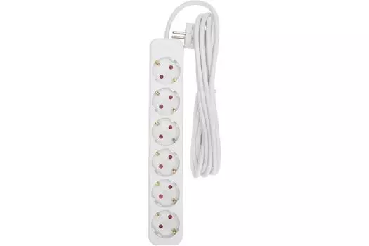 Удлинитель Rexant 13-4029 STANDARD 5 гнезд, 3м, 3х1,0мм2, с/з, белый