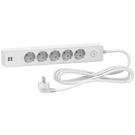 Удлинитель Schneider Electric ST945U3W 5 розеток 2К+З, кабель 3м, 2 USB бел