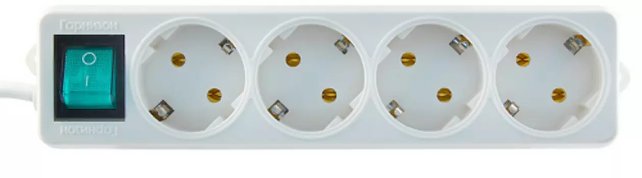 Удлинитель сетевой Гарнизон ELB-G4-W-3 3 м, 4 евророзетки, с выключателем, 16А