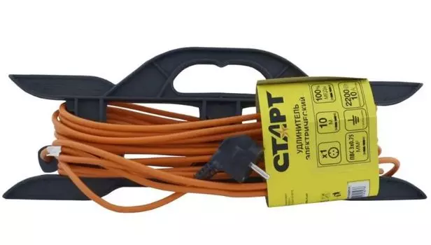 Удлинитель сетевой Старт С/УД SG 1х10-Z/РС16 на пластиковой рамке, 1 шт, 10 м, провод ПВС с сечением 3*0,75 мм, с заземлением, 2200 Вт, 10 А, защита