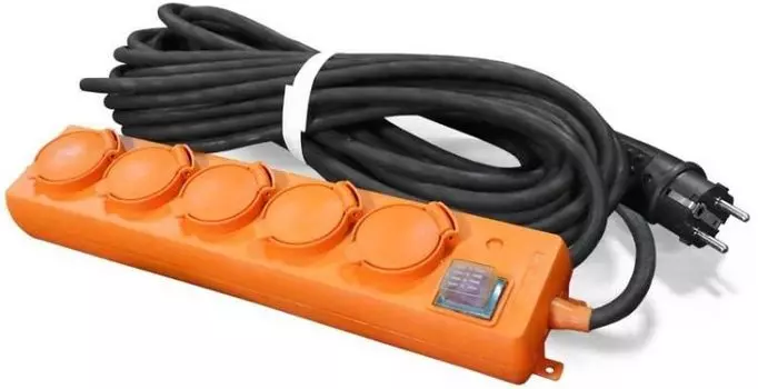 Удлинитель силовой UNIVersal 9634138 5х10м с заземл. 16А IP44 У10-026 КГ 3х1.5 с выкл. с индикатором сети с защ. крышкой