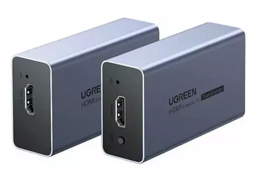 Удлинитель UGREEN CM609 HDMI сигнала HDMI Extender 50m Over a Single Cat5e/6 50m (EU), цвет: серый