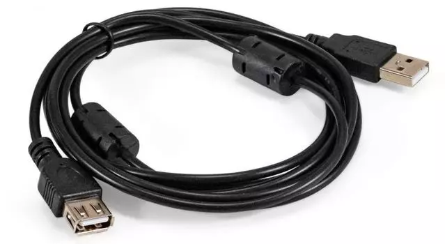 Удлинитель USB 2.0 Exegate EX-CCF-USB2-AMAF-2.0F EX294762RUS Am/Af, позолоченные контакты, ферритовые кольца, 2м