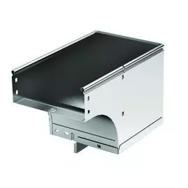 Угол верт. вниз 90°, левый переходник DKC 37025K CDSS, (ШхВ) 300х80 мм, левый, с разворотом трассы на 90°, толщ. 0,8 мм, сталь, оцинкованная по методу