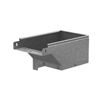 Угол верт. вниз 90°, левый переходник OSTEC ПВНЛ-100х50-1,0-СЦ к лотку (ШхВ) 100х50 мм, сталь, оцинкованная по методу Сендзимира (070115)