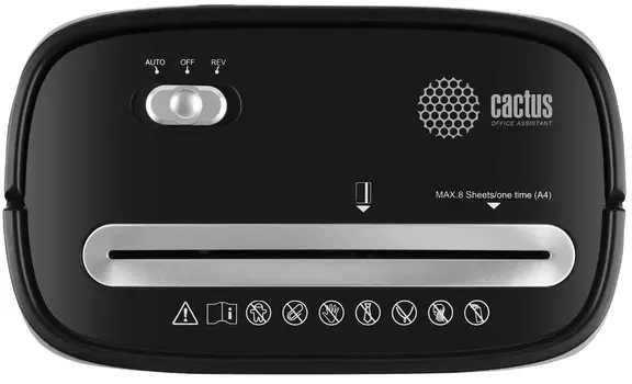 Уничтожитель бумаг Cactus CS-SH-P4 (секр.P-4) фрагменты 8лист. 15лтр. скрепки скобы пл.карты черный