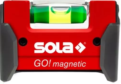 Уровень SOLA 01621101 компактный магнитный GO! Magnetic, 1 глазок, точн. 0,75 мм/м