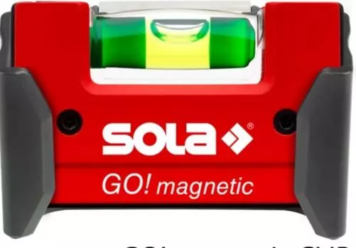 Уровень SOLA 01621201 компактный магнитный GO! Magnetic с креплением, 1 глазок, точн. 0,75 мм/м