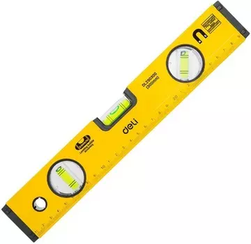 Уровень строительный Deli DL290300 300мм, алюминиевый сплав, мягкие резиновые заглушки, магнит, измерение под углом 45°