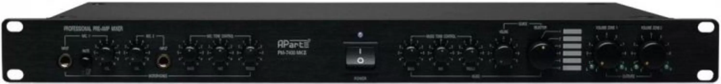 Усилитель BIAMP PM7400MKII/912.1462.900 (предусилитель): 2 зоны (stereo). Вх.:2хcomboXLR;5х2RCA. Вых.:2хXLR;2RCA. 1U.