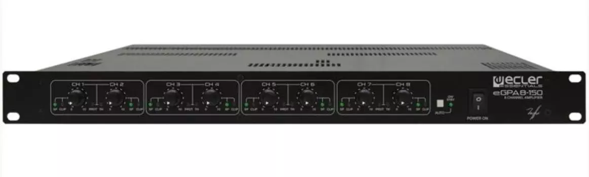 Усилитель мощности Ecler eGPA8-150 класса D 8x144 Вт – 4 Ом, 8x74 Вт – 8 Ом, 4х290 Вт – 8 Ом