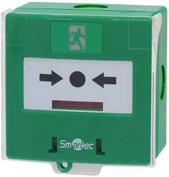 Устройство Smartec ST-ER415DLW-GN разблокировки двери с восстанавливаемой вставкой, IP67, защитная прозрачная крышка, 2 группы контактов НР/НЗ